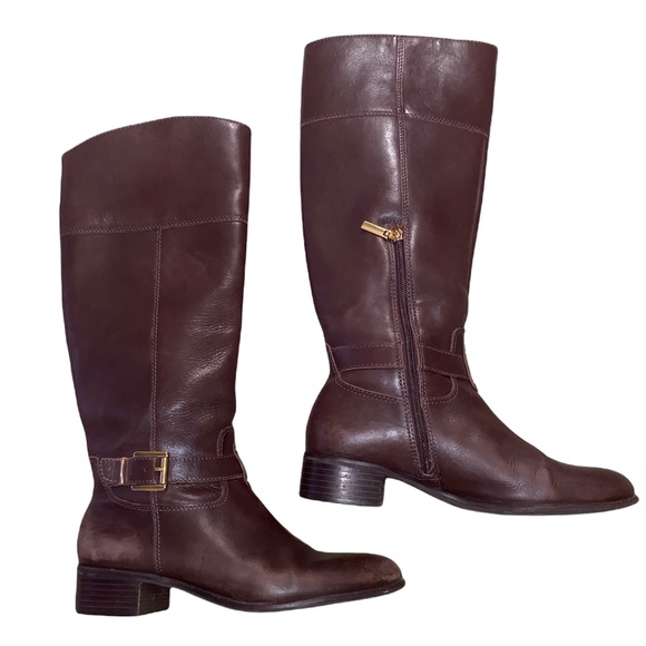 Banana Republic Sloanne Brown Leather High Riding Boots - 8.5 - Picture 7 of 16